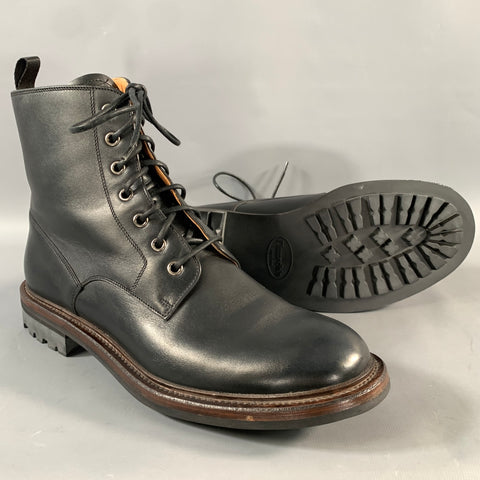 CHURCH'S Size 8 Black Leather Lace Up Boots