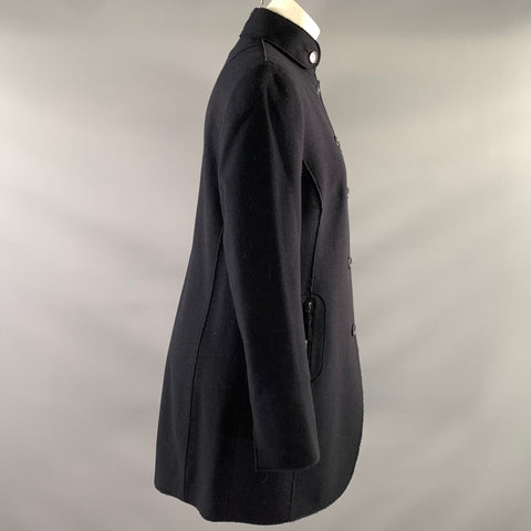 AKRIS Size S Navy Wool Blend Button Up Coat