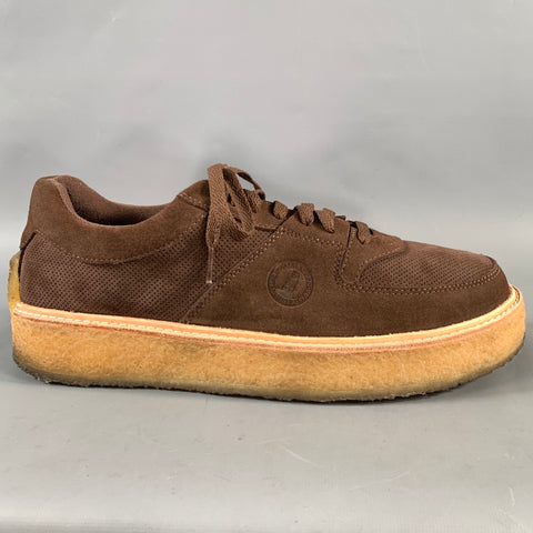 CLARKS Size 11 Brown Suede Lace Up Sneakers