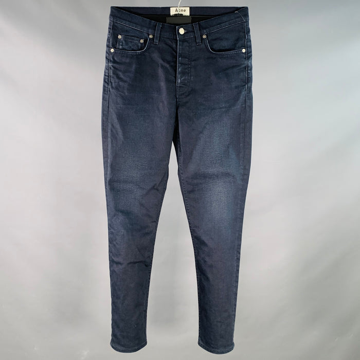 ACNE STUDIOS Size 29 Town Twilight Navy Cotton Blend Tapered Button Fly Jeans