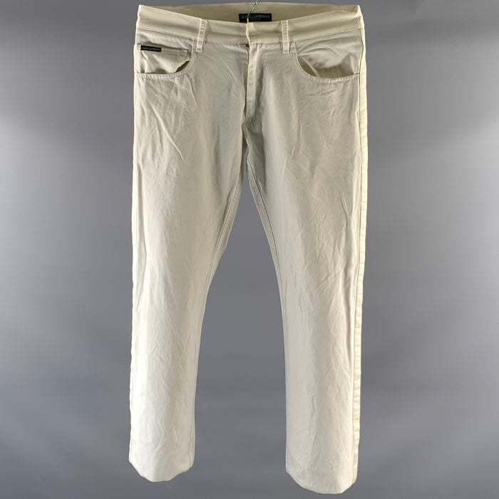 DOLCE & GABBANA Size 32 Cream White Tuxedo Denim Pants