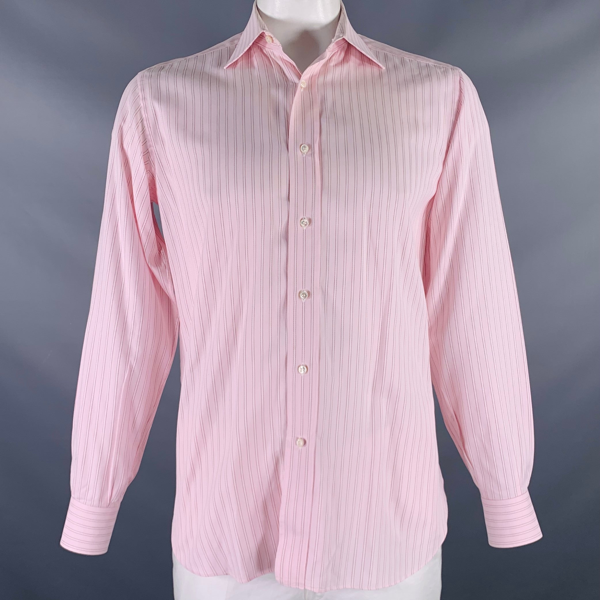 BRIONI Size L Pink Stripe Cotton Button Up Long Sleeve Shirt – Sui Generis  Designer Consignment