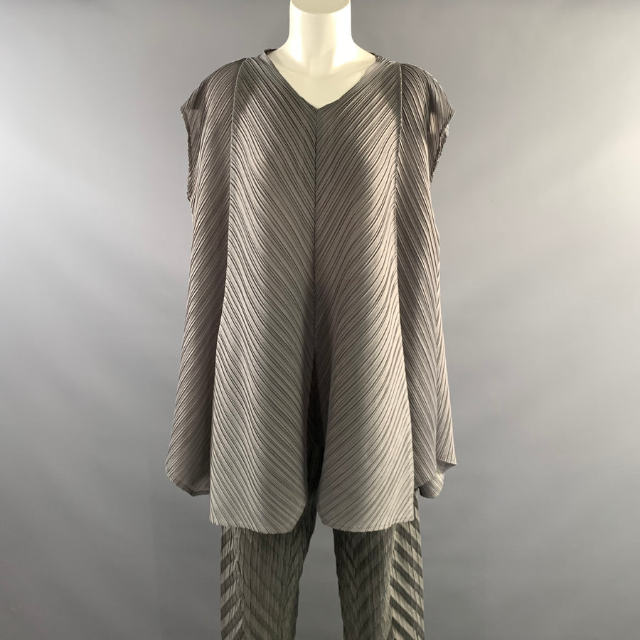 VANITE COUTURE Size One Size Grey Polyester & Spandex Pleated Set