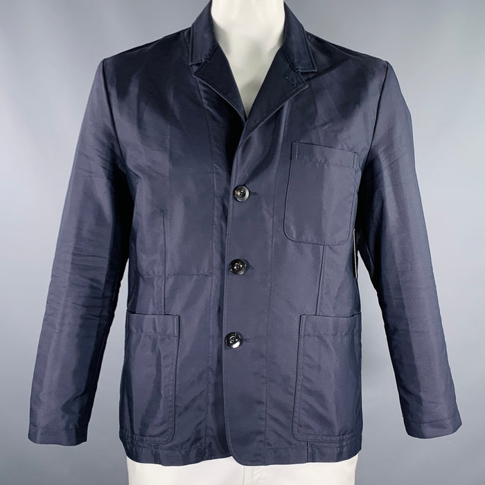 PAUL SMITH Size XL Navy Nylon Cotton Single Breasted Jacket