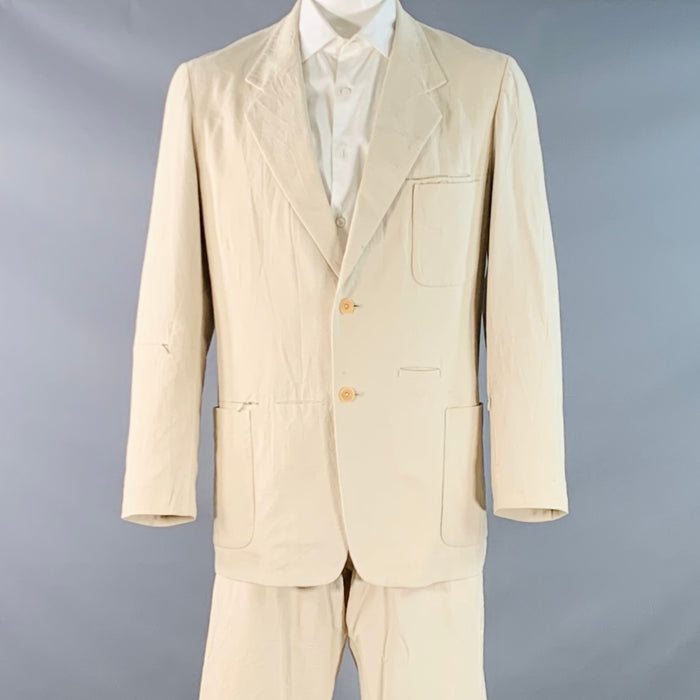 YOHJI YAMAMOTO Size L Beige Cotton Notch Lapel Suit