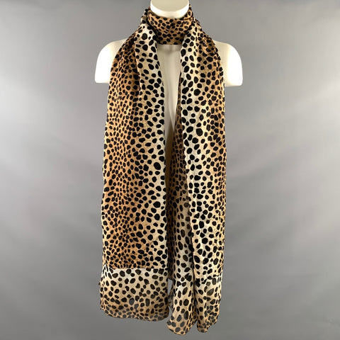 FRANCO FERRARI Tan Black Leopard Silk Scarf