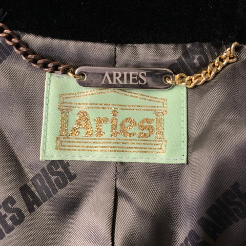 ARIES Chest Size M Black Gold Print Cotton Velvet Notch Lapel Sport Coat