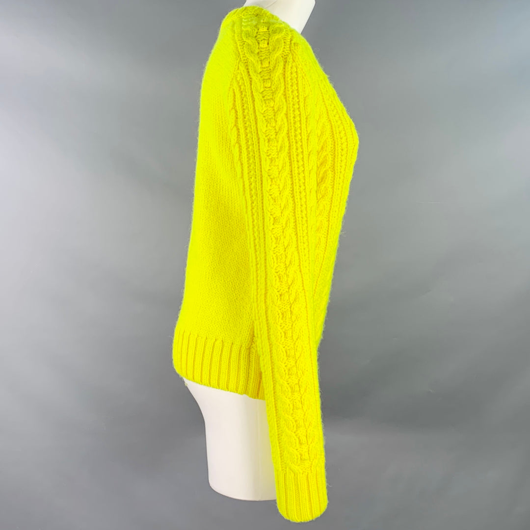 PHILOSOPHY di LORENZO SERAFINI Size S Yellow Cable Knit Crew Neck Sweater