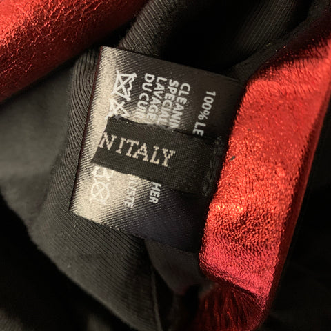 HAIDER ACKERMANN SS2017 Size L Black Red Painted Leather Biker Jacket