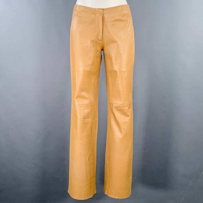MICHAEL KORS Size 2 Tan Leather Bootcut Casual Pants