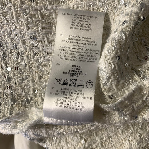 IRO Size S White Silver Polyester Blend Tweed Snaps Shirt