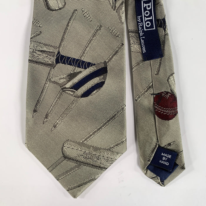 POLO by RALPH LAUREN Silver Red Navy Graphic Silk Tie