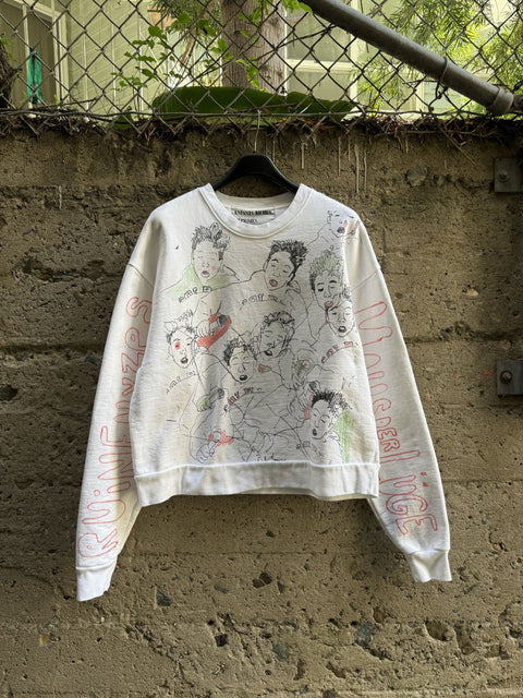 ENFANTS RICHES DEPRIMES FW2017 L White Graphic Cotton Crew Neck Sweatshirt