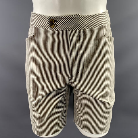 MR TURK Size 40 White Grey Stripe Cotton Blend Shorts