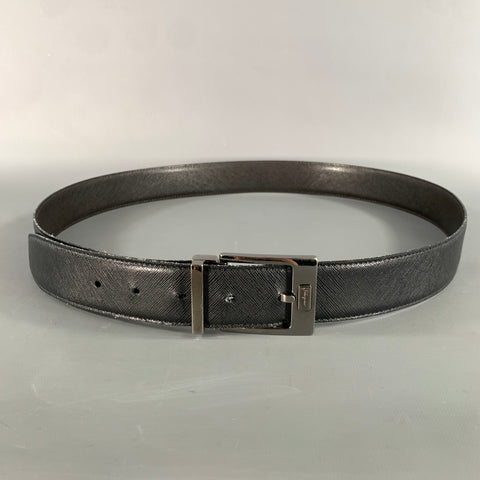 FERRAGAMO Size 40 Black Dark brown Leather Belt