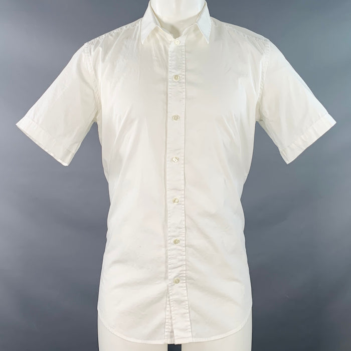 DOLCE & GABBANA GOLD Size M White Point Collar Short Sleeve Shirt