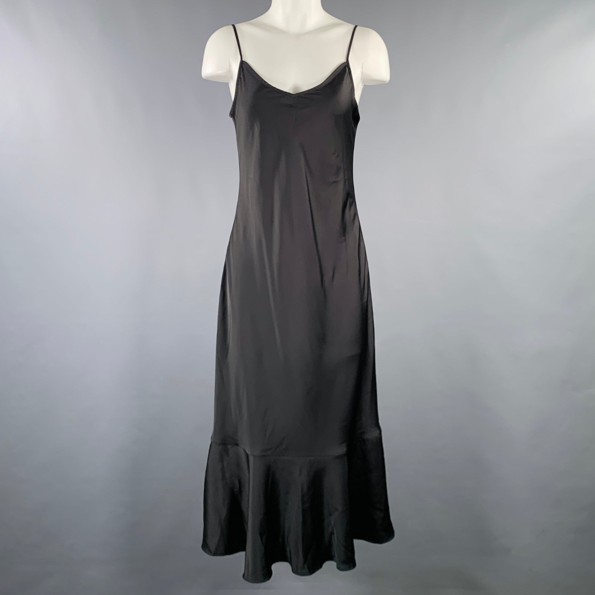 LATTELIER Size M Black Polyester Spaghetti Straps Slip Dress LATTELIER Size M Black Polyester Spaghetti Straps Slip Dress