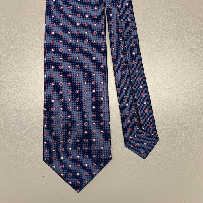 BVLGARI Navy Red Polka Dot Silk Tie