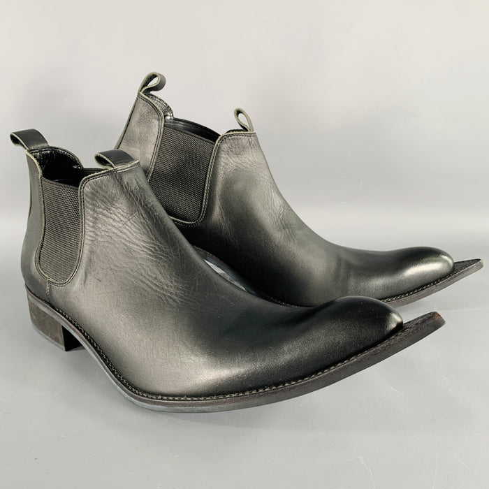COMME des GARCONS HOMME PLUS SS15 Size 10 Soldier of Peace Black Leather Chelsea Boots