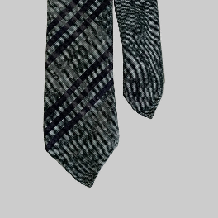 BURBERRY Blue Whie light blue Stripe Silk Linen Tie