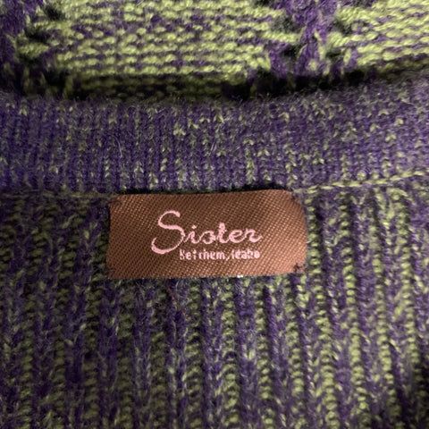 SISTER Size S Purple Olive Cashmere Diamond Pull On Sweater