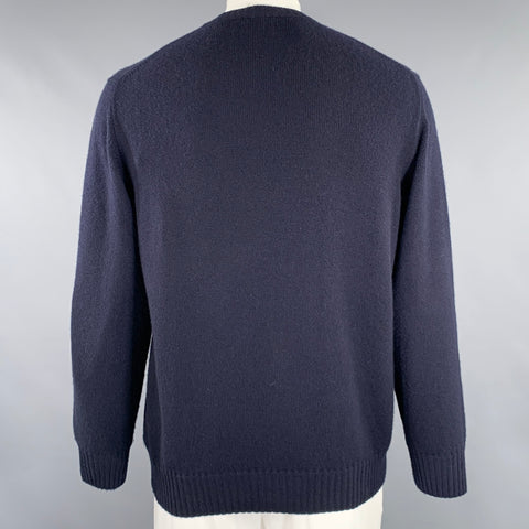 LORO PIANA Size L Navy Cashmere Crew Neck Sweater