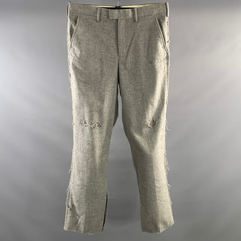 DOUBLET Size L Grey Distressed Wool Blend Straight leg Casual Pants