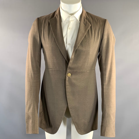 RICK OWENS SS2012 Chest Size 40 Khaki Cotton & Silk Notch Lapel Sport Coat
