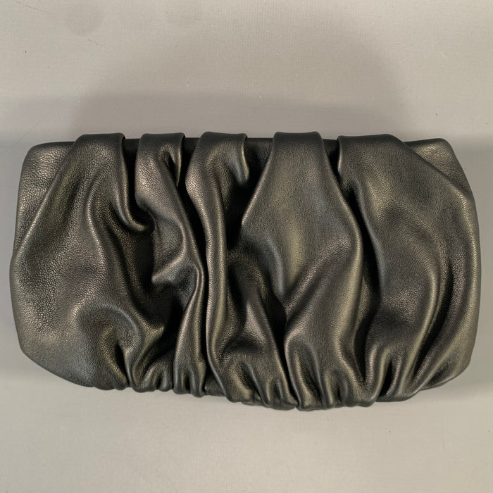 STAUD SS2020 Black Wrinkled Leather Pouch Bag