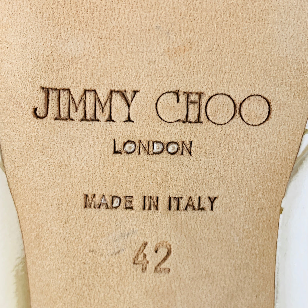 JIMMY CHOO Size 12 Beige Patent Leather Platform Pumps