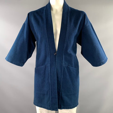 BLUE BLUE JAPAN SS2020 Size L Blue Indigo Cotton Kimono Coat