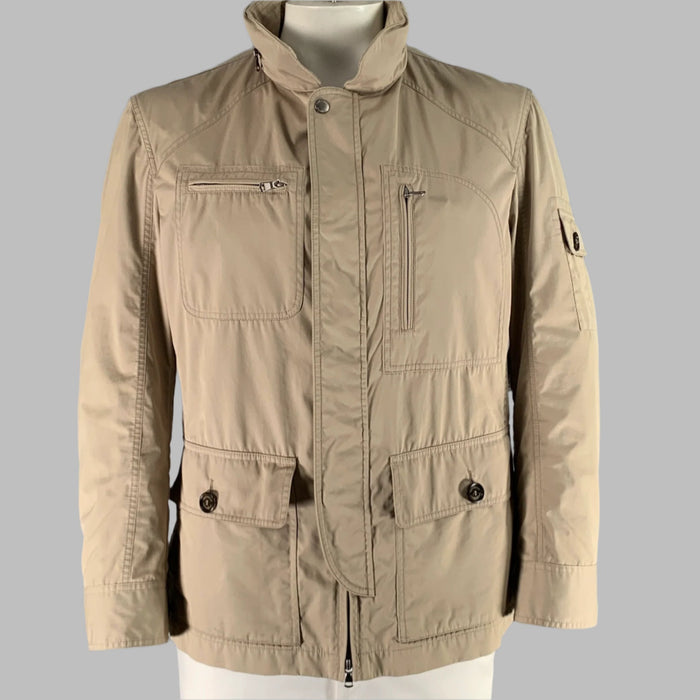 BRUNELLO CUCINELLI Size XXL Khaki Solid Cotton Polyamide Jacket