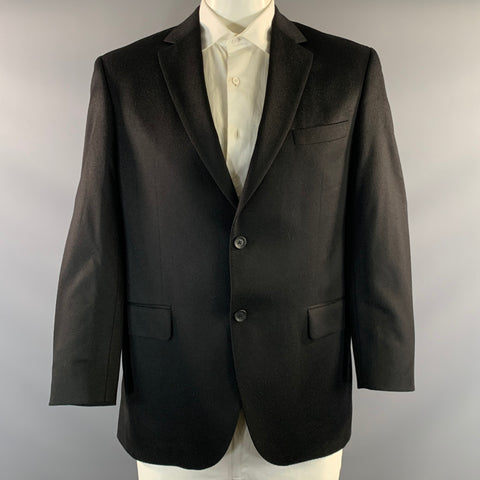 JACK VICTOR Chest Size 42 Black Cashmere Notch Lapel Sport Coat