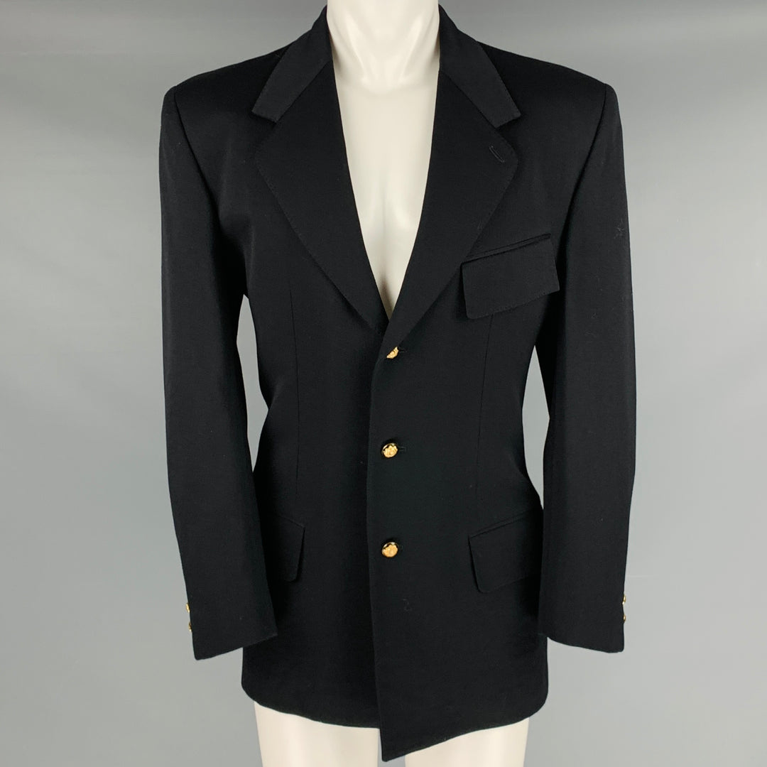 GIANNI VERSACE Size 40 Black Wool Single Breasted Jacket