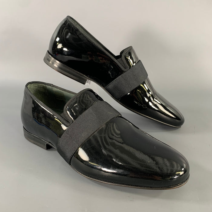 LANVIN Size 6 Black Patent Leather Slip On Loafers
