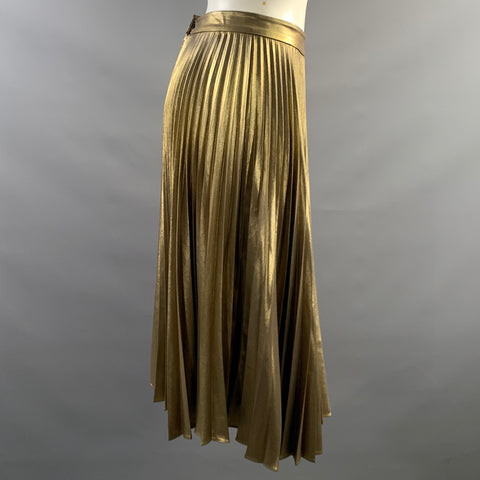 A.L.C. Size 2 Gold Polyester Metallic A Line Skirt