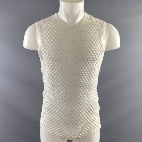 IRO Size M White Mesh Viscose & Elastane Crew Neck Tank Top