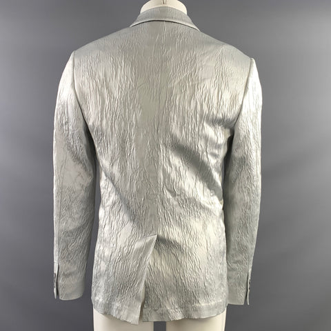 JOHN VARVATOS S2025 Chest Size 38 Silver Wrinkled Viscose Elastane Sport Coat