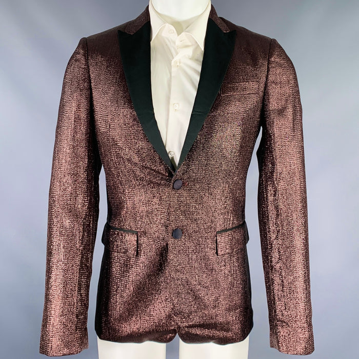 ROBERTO CAVALLI Size 36 Purple Black Metallic Tuxedo Sport Coat