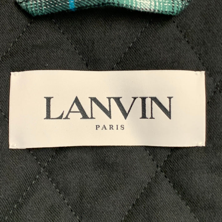 LANVIN Size XL Green Black White Plaid Cotton Oversized Shirt Jacket