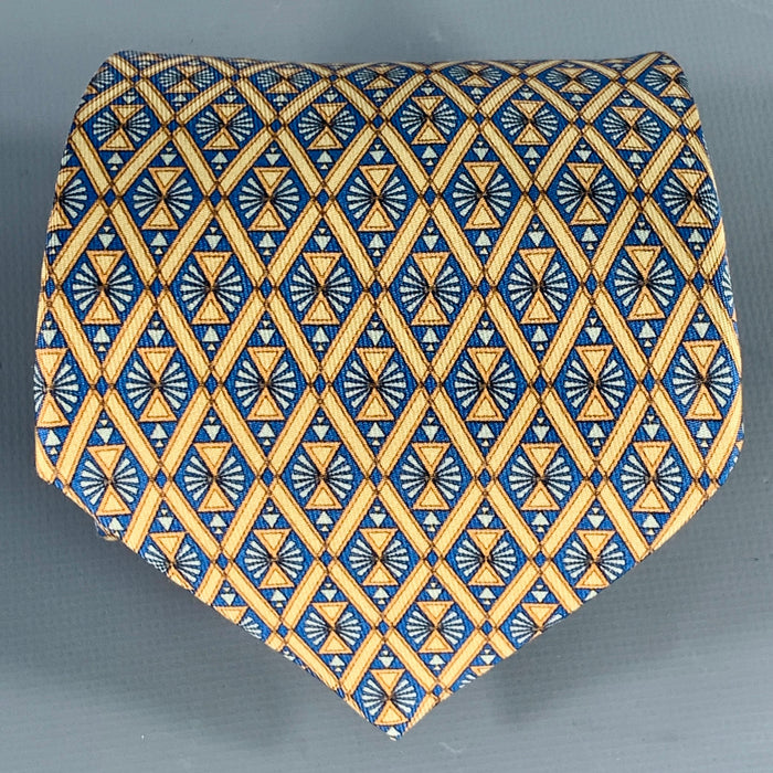 HERMES Navy Beige Diamond Silk 7869 UA Tie