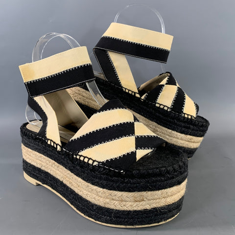 STELLA McCARTNEY Size 6 Black Tan Cotton Espadrille Sandals