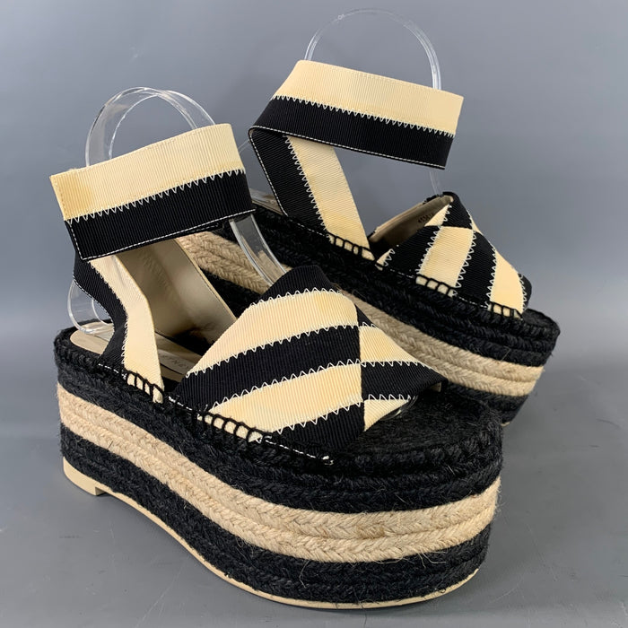 STELLA McCARTNEY Size 6 Black Tan Cotton Espadrille Sandals