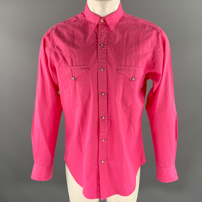 RALPH LAUREN Size M Pink Cotton Western Long Sleeve Shirt