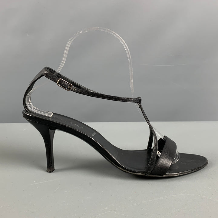 HELMUT LANG Size 8.5 Black Leather Sandals