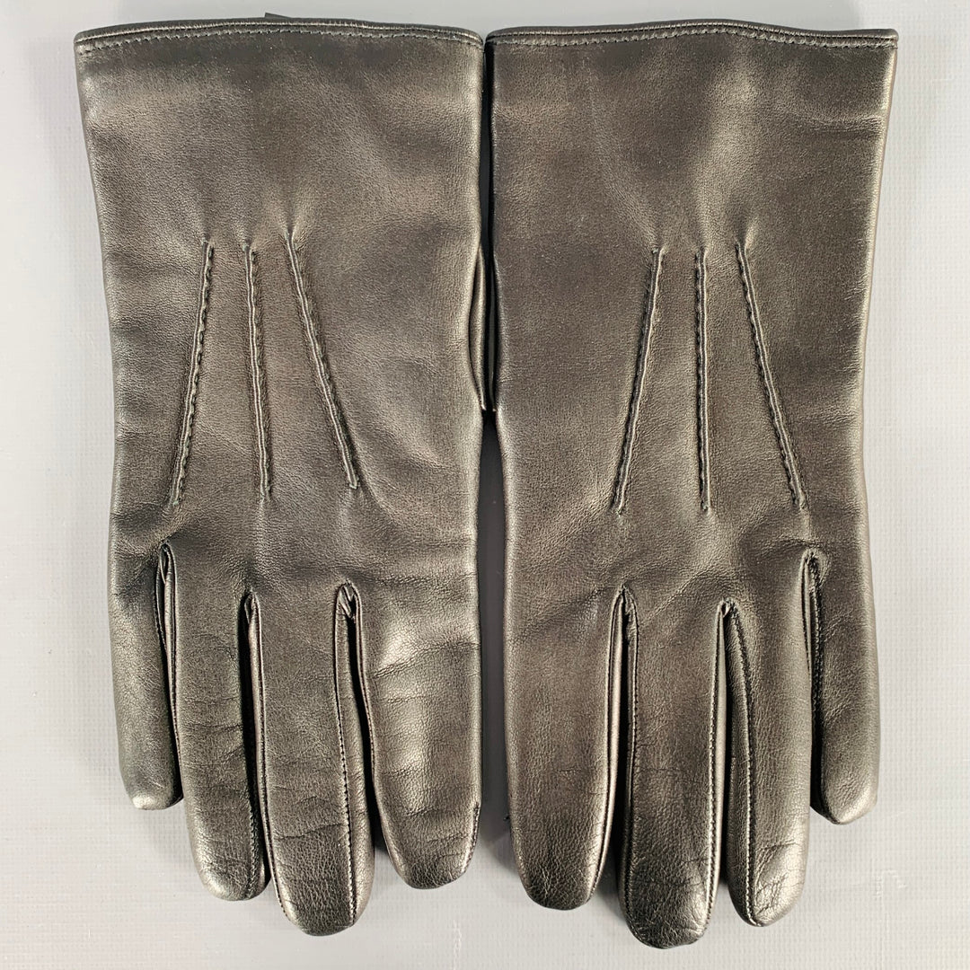 YVES SAINT LAURENT Size 9 Black Leather Gloves