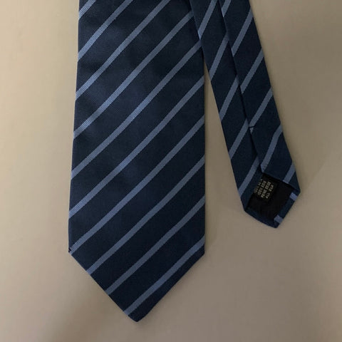 DORMEUIL Navy Blue Stripe Silk Tie