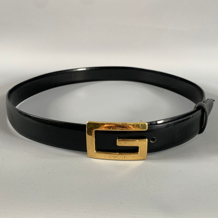 GUCCI Waist Size 30 Black Gold Leather Belt