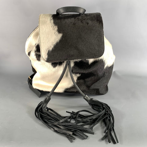 NO BRAND Black White Cow Print Hair On Hide Leather Bags