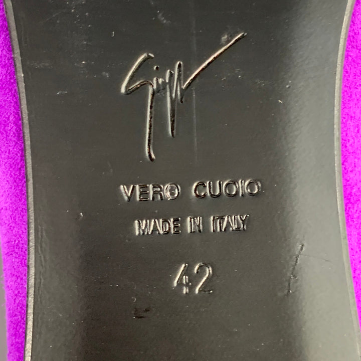 GIUSEPPE ZANOTTI Size 9 Purple Suede Slip On Metal Tassel Loafers